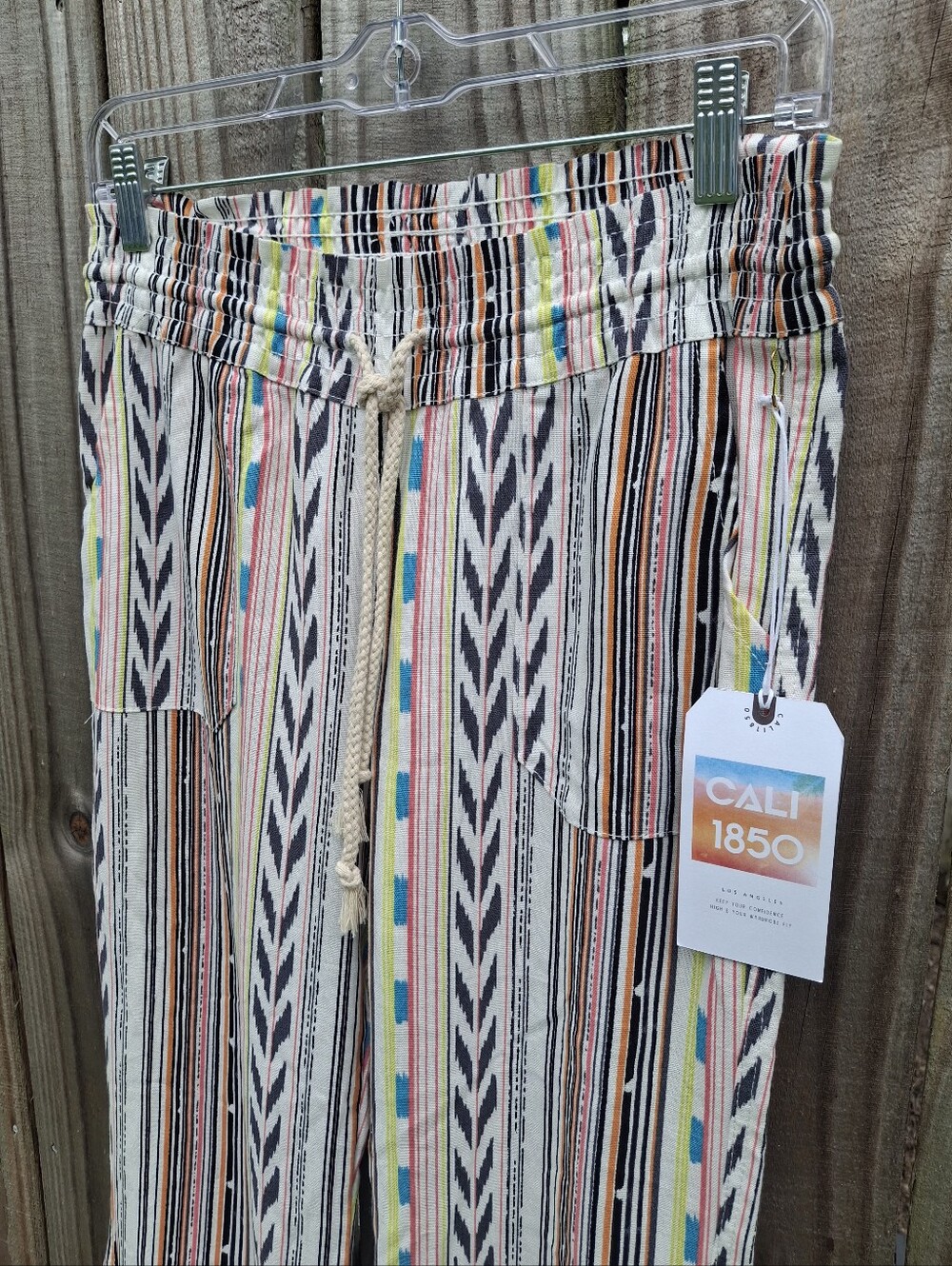 NWT Cali 1850 Linen Blend Boho Wide Leg Pants Size S